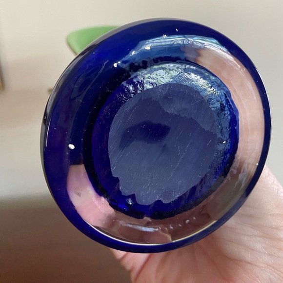 Stunning Cased Glass Freeform Flower Vase. vintage 70s Orange, Green, Blue - Picture 7 of 10